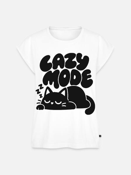 Lazy Mode – Schlafende Katze - Frauen Premium Bio Top - Weiß