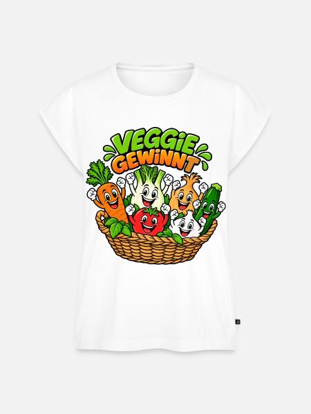Veggie Gewinn Gemüsekorb Cartoon - Frauen Premium Bio Top - Weiß