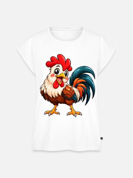 Hahn Kawaii Style – Süßer Hahn - Frauen Premium Bio Top - Weiß