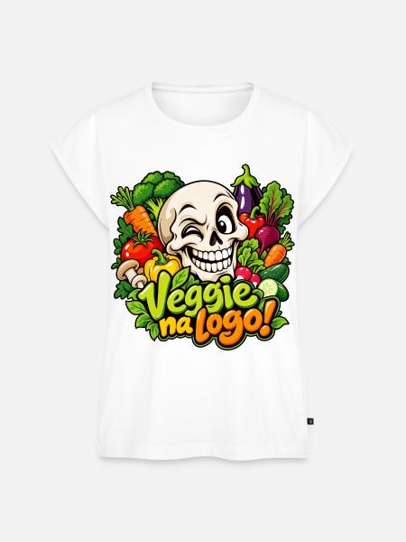 Lustiger Veggie Skull - Frauen Premium Bio Top - Weiß