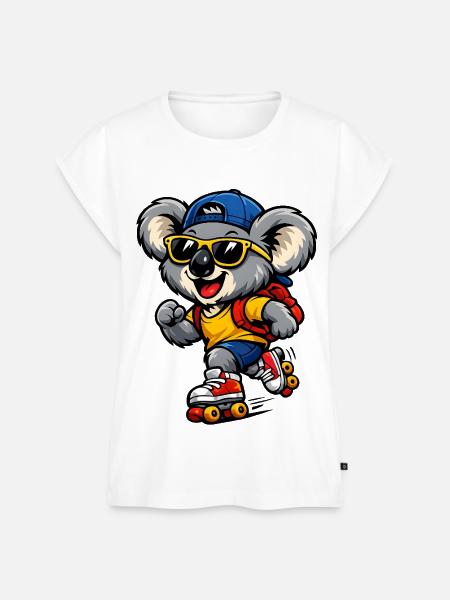 Koala mit Rollschuhen – Süßes Freizeitmotiv - Frauen Premium Bio Top - Weiß