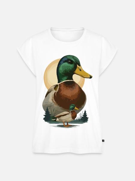Duo Ente im Abendlicht - Frauen Premium Bio Top - Weiß