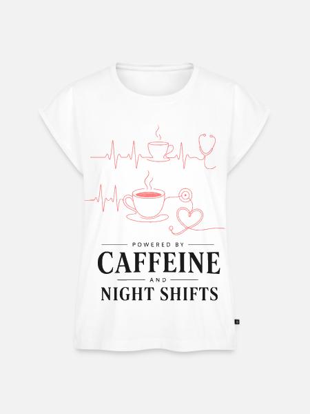 Kaffeeherz Nachtdienst Design - Frauen Premium Bio Top - Weiß