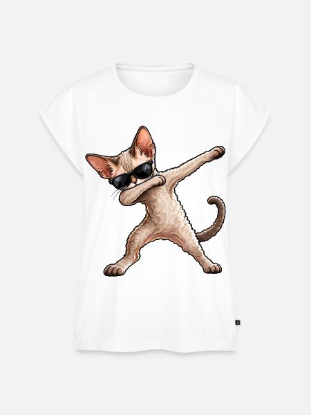 Dabbing Devon Rex – Lustiger Katzentanz - Frauen Premium Bio Top - Weiß