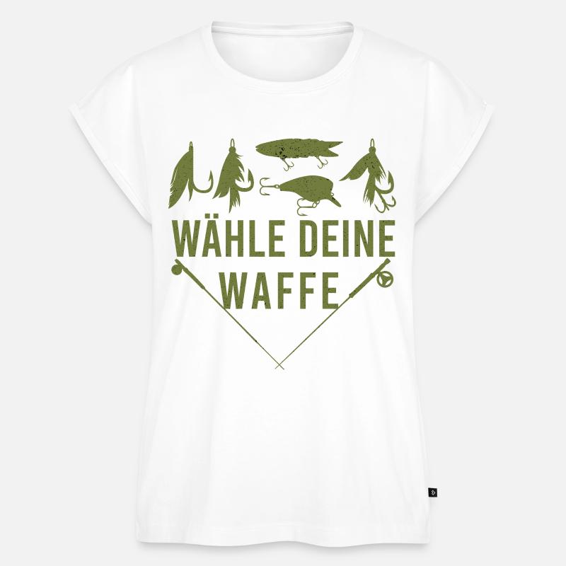 Fischen mit Angel ob Hecht oder Barbe als Rentner - Frauen Premium Bio Top - Weiß
