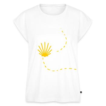 Camino de Santiago Jakobsweg Jakobsmuschel - Frauen Premium Bio Top - Weiß - Vorne - AI Model Female 172 light (172cm)