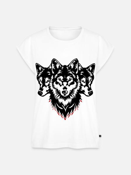 Wolf Kopf Rudel - Frauen Premium Bio Top - Weiß