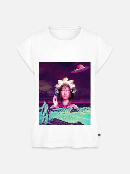 Space Godness in Retrowave - Frauen Premium Bio Top - Weiß
