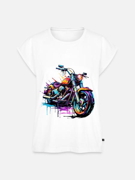 Retro Motorrad Graffity - Frauen Premium Bio Top - Weiß