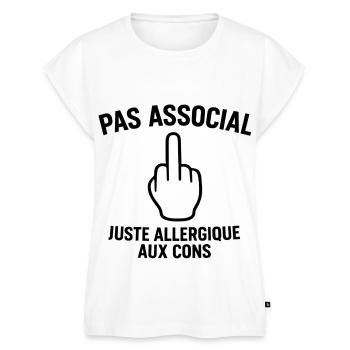 Pas associal, juste allergique aux cons - Haut bio Premium Femme - blanc - Devant - AI Model Female 172 light (172cm)