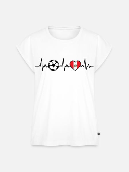 Peru Fußball Herzschlag Peru - Frauen Premium Bio Top - Weiß