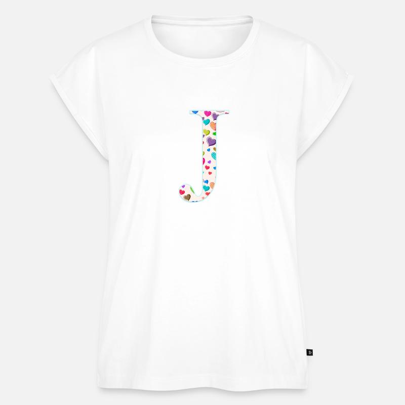 Customizable Monogram J Heart Pattern - Women’s Premium Organic Top - white