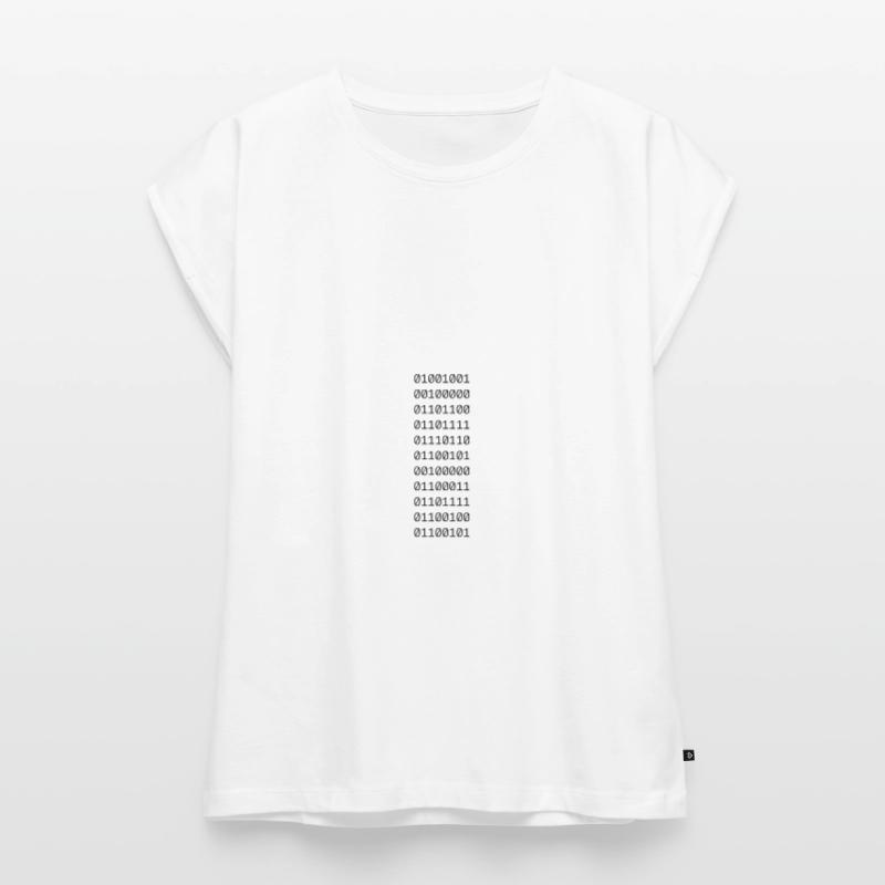 "I LOVE CODE" in binary data. Women’s Premium Organic Top