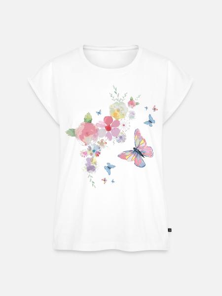 Schmetterlinge und Blumen - Frauen Premium Bio Top - Weiß