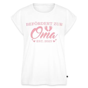 Oma 2025 Schwangerschaft verkünden - Frauen Premium Bio Top - Weiß - Vorne - AI Model Female 172 light (172cm)