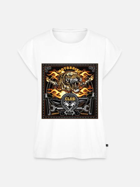 Tiger Biker - Frauen Premium Bio Top - Weiß