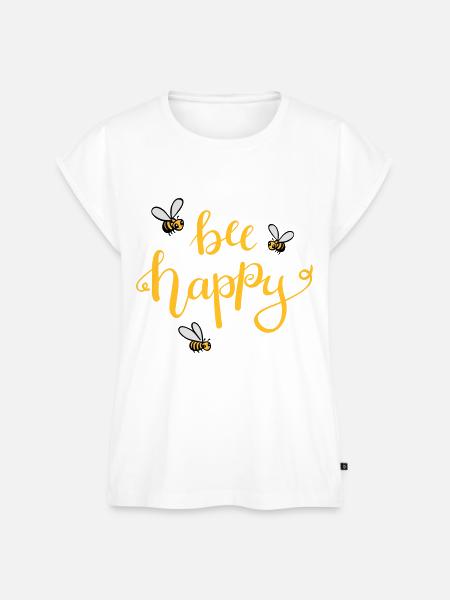 bee happy - Frauen Premium Bio Top - Weiß