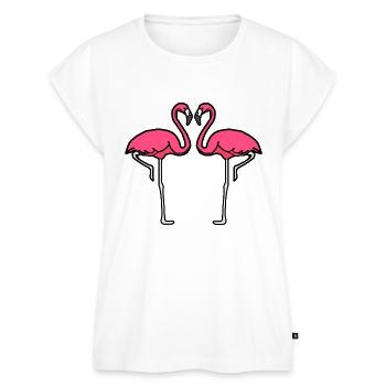 flamingo love pink bird gift roze dierenhart - Vrouwen Premium Bio Top - wit - Voor - AI Model Female 172 light (172cm)
