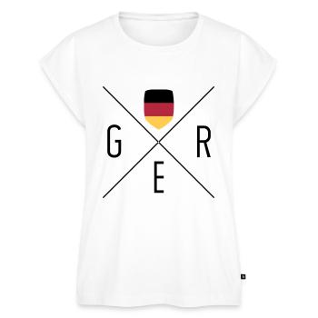 Germany Deutschland Fan Motiv - Frauen Premium Bio Top - Weiß - Vorne - AI Model Female 172 light (172cm)