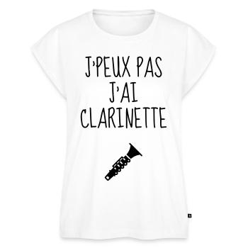 Clarinette Clarinettiste Musique Musicien Concert - Haut bio Premium Femme - blanc - Devant - AI Model Female 172 light (172cm)