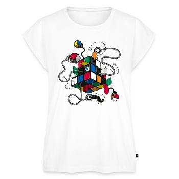 Rubik's Cube Créature Avec Tentacules - Haut bio Premium Femme - blanc - Devant - AI Model Female 172 light (172cm)