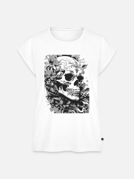 Gothic Totenschädel - Frauen Premium Bio Top - Weiß