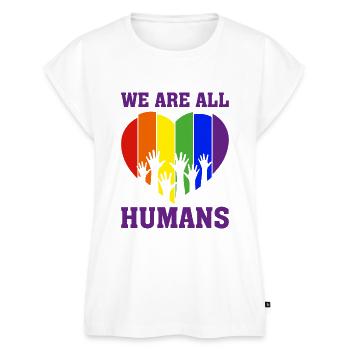 Christopher Streed Day We are ALL HUMANS Geschenk - Frauen Premium Bio Top - Weiß - Vorne - AI Model Female 172 light (172cm)
