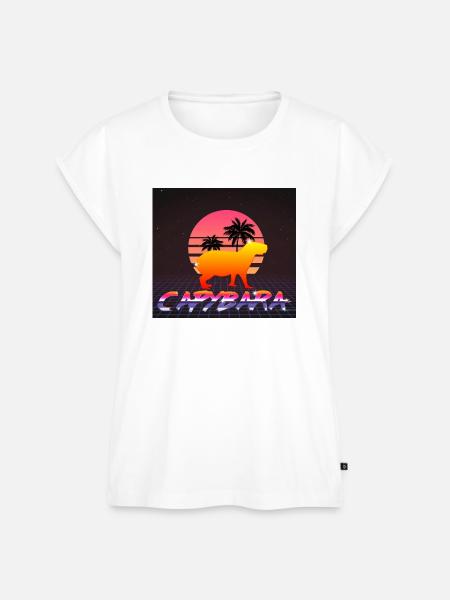 Capybara Retrowave - Frauen Premium Bio Top - Weiß