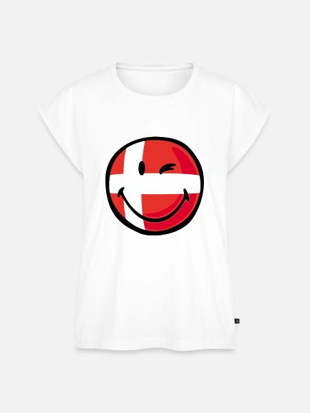 Smiley Flag Denmark - Frauen Premium Bio Top - Weiß