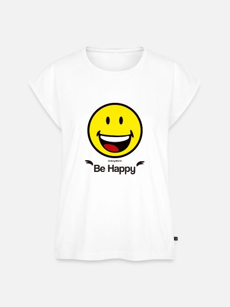 SmileyWorld "Sei glücklich" - Frauen Premium Bio Top - Weiß