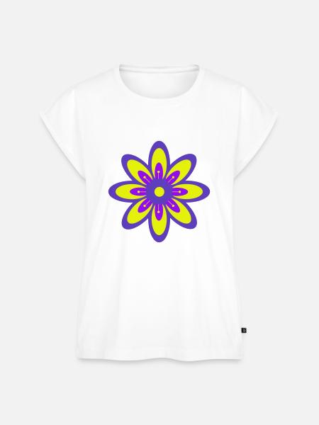 Lila Blume - Frauen Premium Bio Top - Weiß