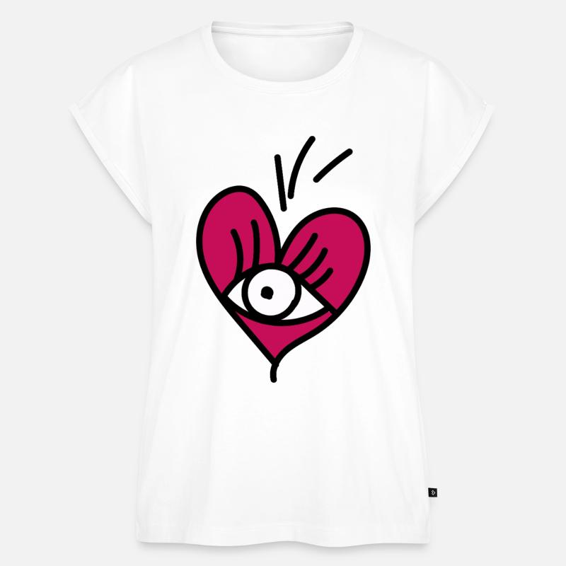 Occhio, Occhio, Cuore, con il cuore e la mente, Guarda - Top ecologico premium da donna - bianco