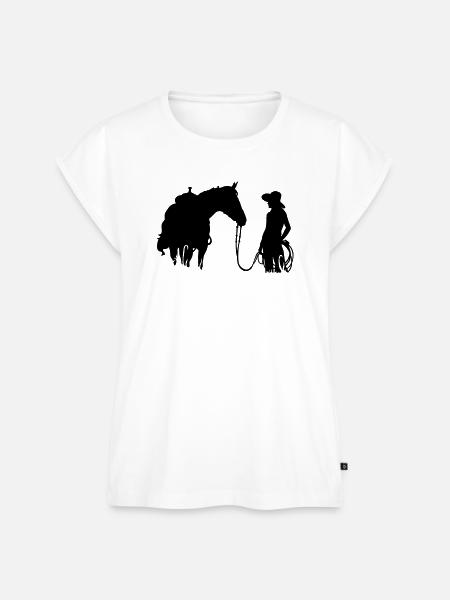 Frau mit Pferd - Frauen Premium Bio Top - Weiß