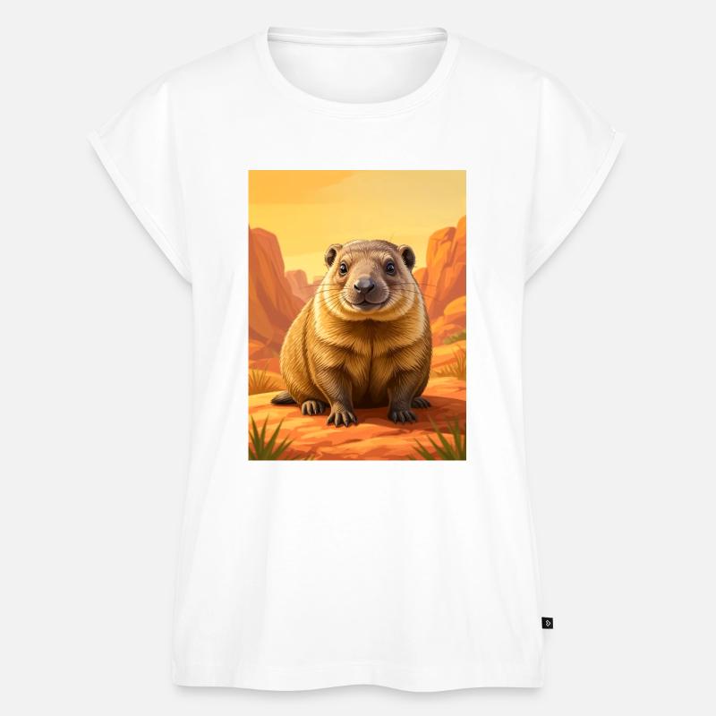 Realistic cute Comic Rock Hyrax - Frauen Premium Bio Top - Weiß