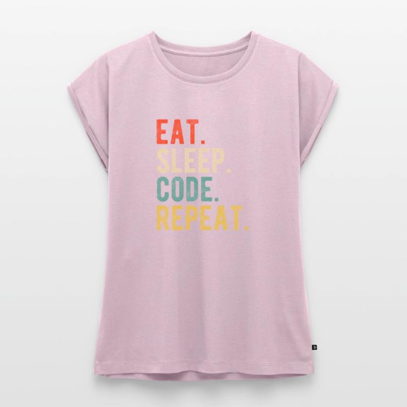 Eat Sleep Code Repeat Programmierer Nerd Retro Frauen Premium Bio Top