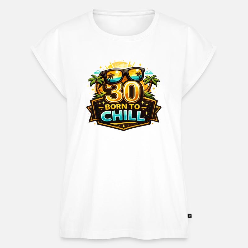 30 Born to Chill Beach Design - Women’s Premium Organic Top - white