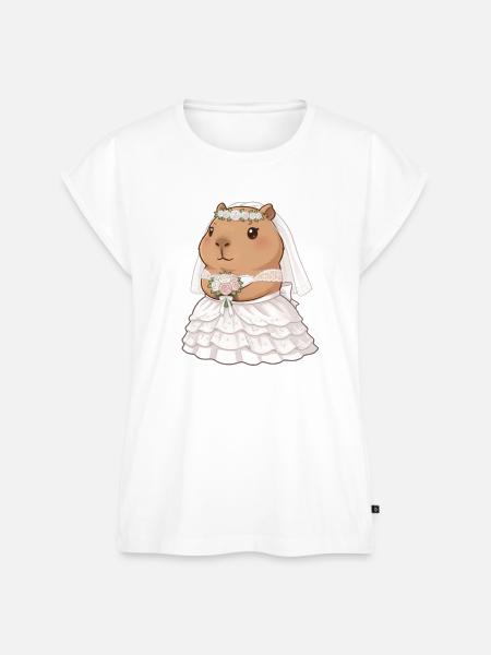 Capybara Braut an Hochzeit  - Frauen Premium Bio Top - Weiß
