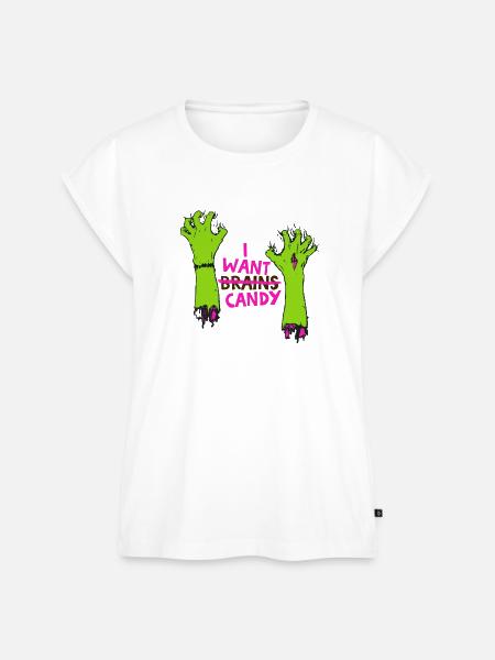 Zombiehände mit Candy-Spruch - Frauen Premium Bio Top - Weiß