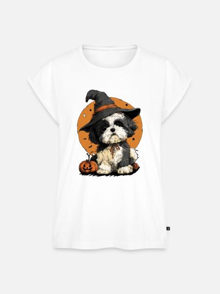 ShihTzu Halloween - Frauen Premium Bio Top - Weiß