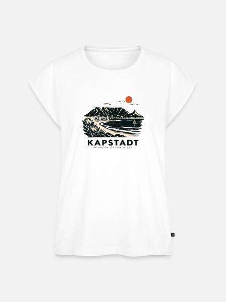 Kapstadt Küstenblick Linienstil - Frauen Premium Bio Top - Weiß