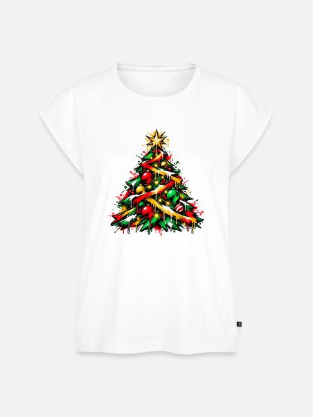 Weihnachtsbaum im Graffiti-Look - Frauen Premium Bio Top - Weiß