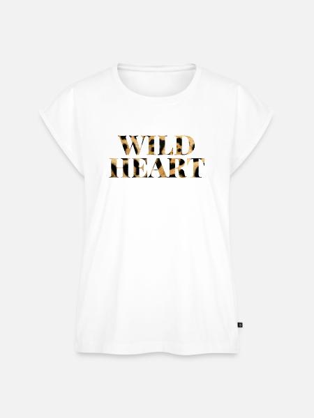 Wild Heart Leopard Print Shirt - Frauen Premium Bio Top - Weiß