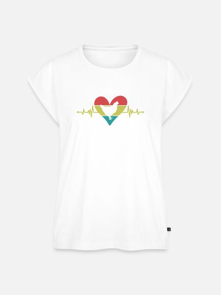 Huhn Herz Retro-Style - Frauen Premium Bio Top - Weiß