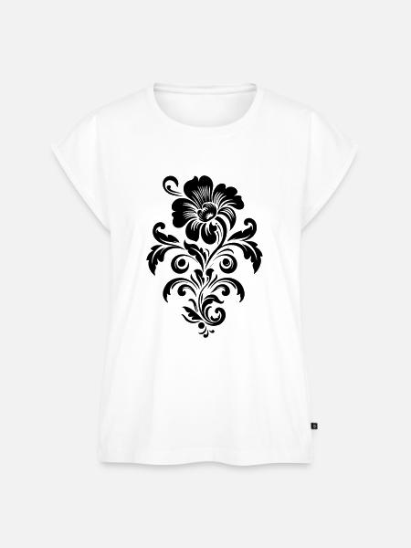 Blumenmuster Linienzeichnung - Frauen Premium Bio Top - Weiß
