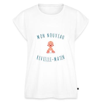 Mon nouveau réveille matin - Haut bio Premium Femme - blanc - Devant - AI Model Female 172 light (172cm)