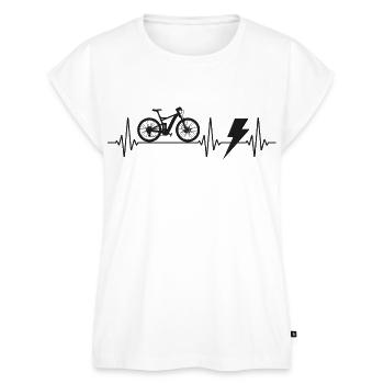 E-Bike Elektrofahrrad Fahrrad Radfahren Herzschlag - Frauen Premium Bio Top - Weiß - Vorne - AI Model Female 172 light (172cm)