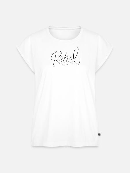 Rebel Schriftzug mit rotem Akzent - Frauen Premium Bio Top - Weiß
