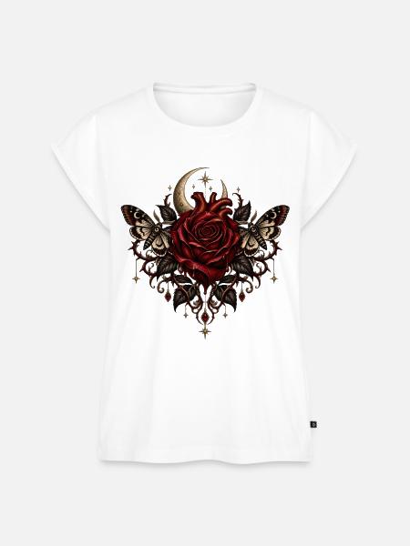 Dark Romance Rose - Frauen Premium Bio Top - Weiß