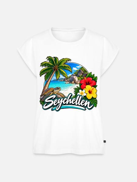 Seychellen – Traumstrand, Palmen & Paradies - Frauen Premium Bio Top - Weiß
