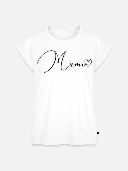 Mami Schrift - Frauen Premium Bio Top - Weiß